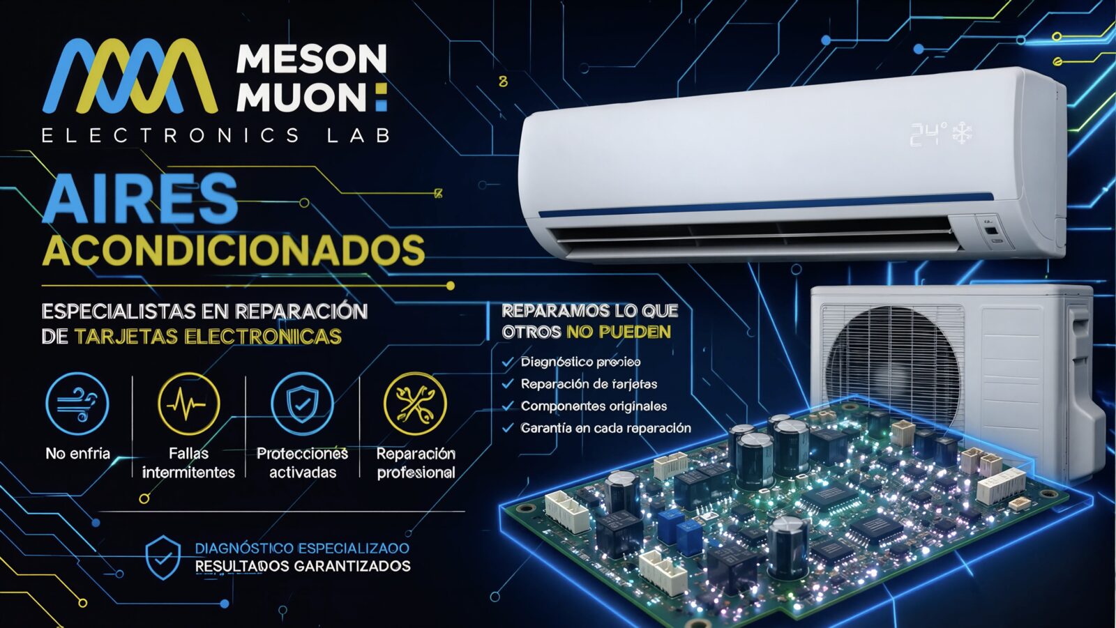 Meson Muon — especialistas en reparación de tarjetas de aires acondicionados